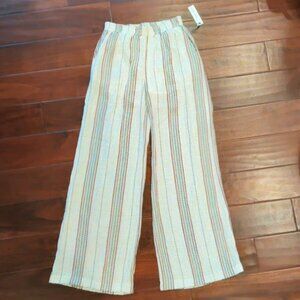 Olivaceous 💕 Womens Wide Leg Striped Pull On Pocketed Boho Flowy Beach Pants🌺